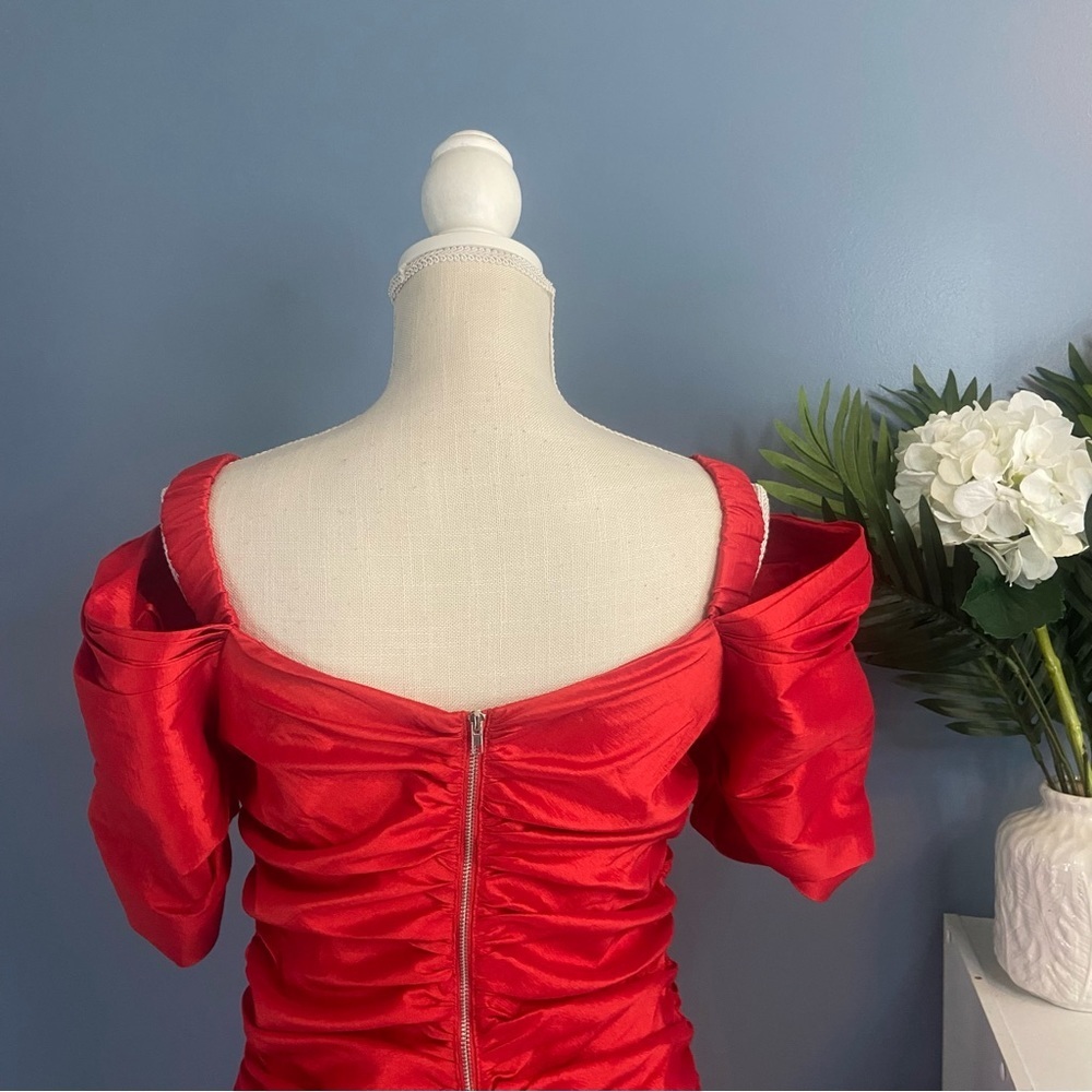 Whyte Valentyne Red Ruched Bodycon Mini Dress - Picture 7 of 9